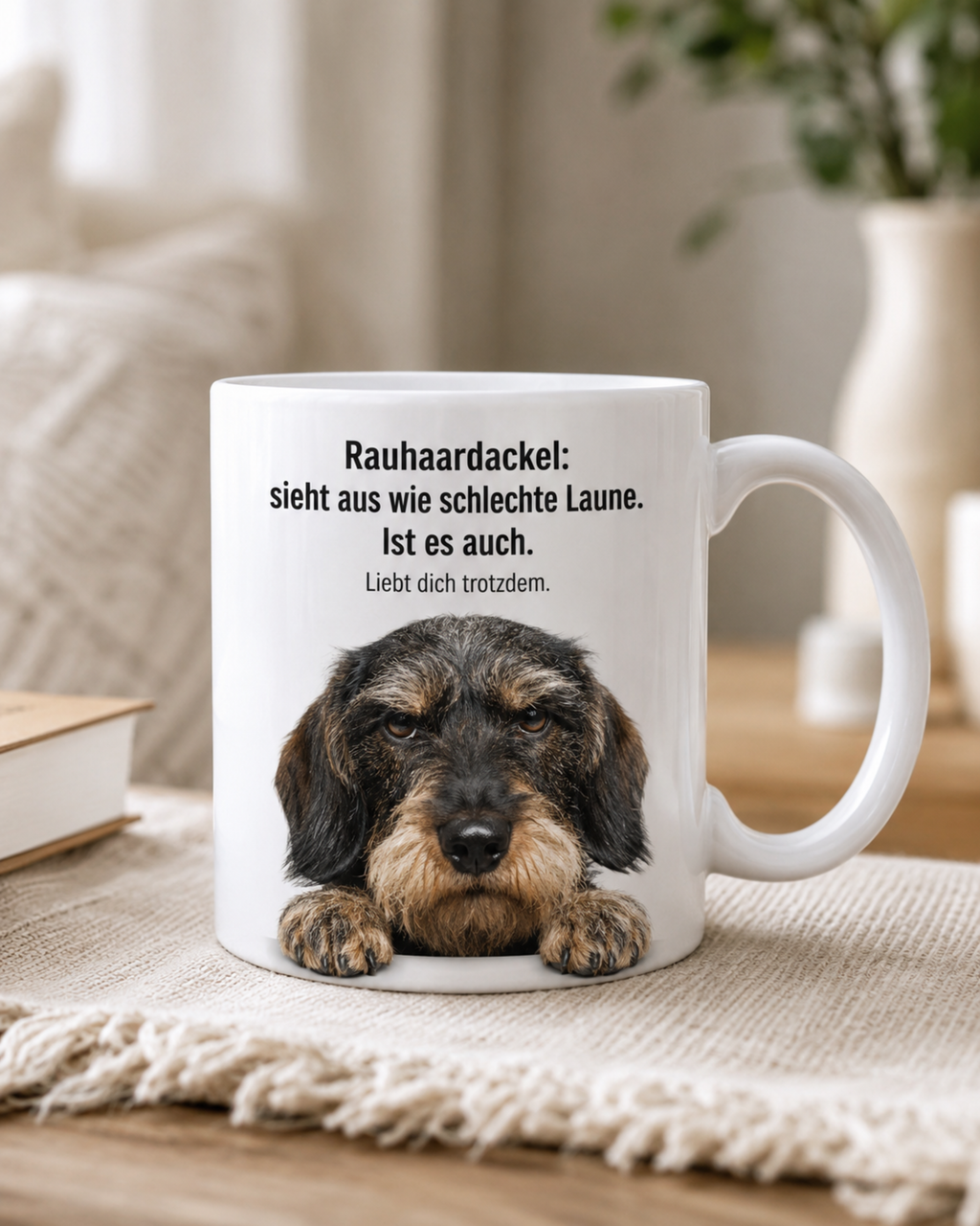 Rauhaardackel Tasse „Sieht aus wie schlechte Laune" – Lustiges Geschenk für Hundebesitzer