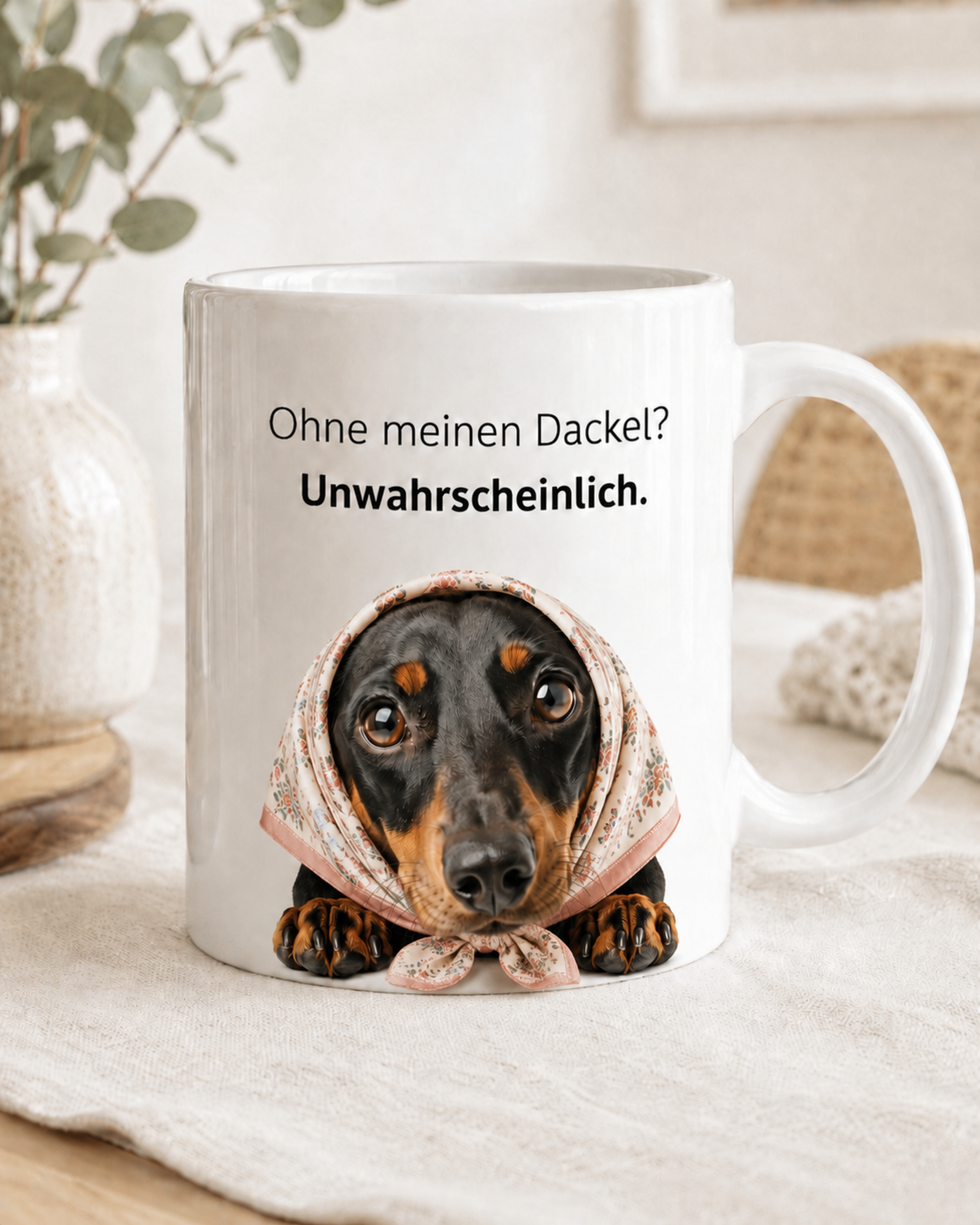 Dackel Tasse · Ohne meinen Dackel? Unwahrscheinlich · Lustige Hundetasse