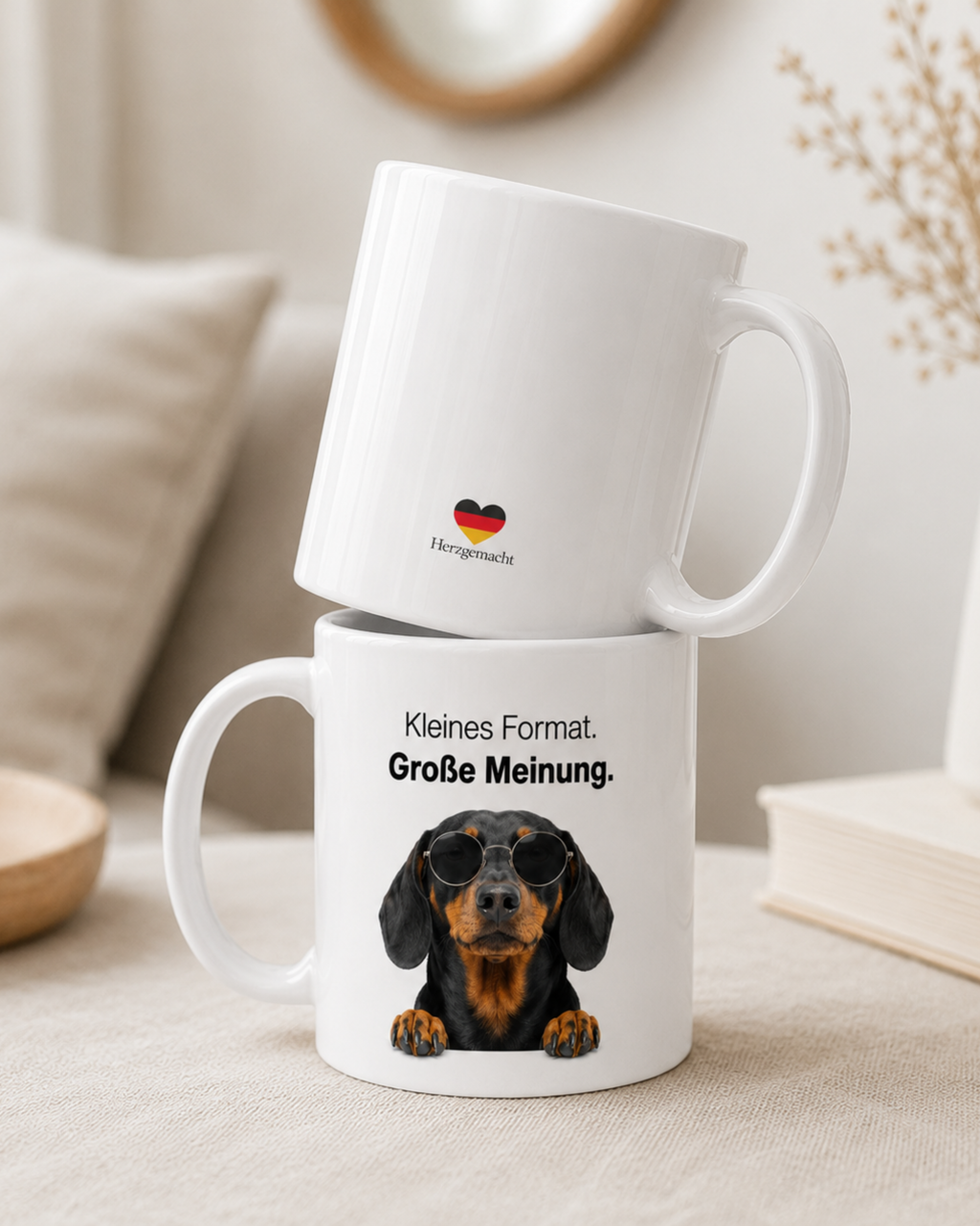 Dackel Tasse · Kleines Format Große Meinung · Lustige Hundetasse
