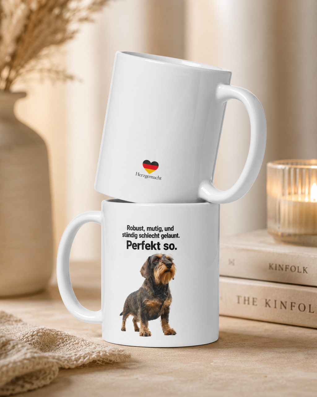 Rauhaardackel Tasse · Robust, mutig und schlecht gelaunt · Lustige Hundetasse