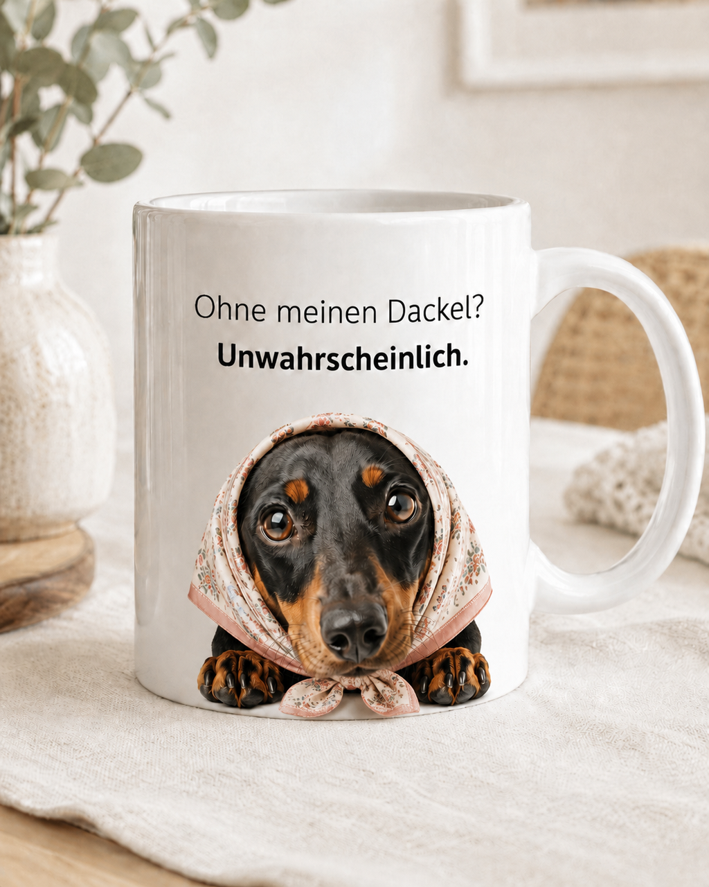 Dackel Tasse · Ohne meinen Dackel? Unwahrscheinlich · Lustige Hundetasse